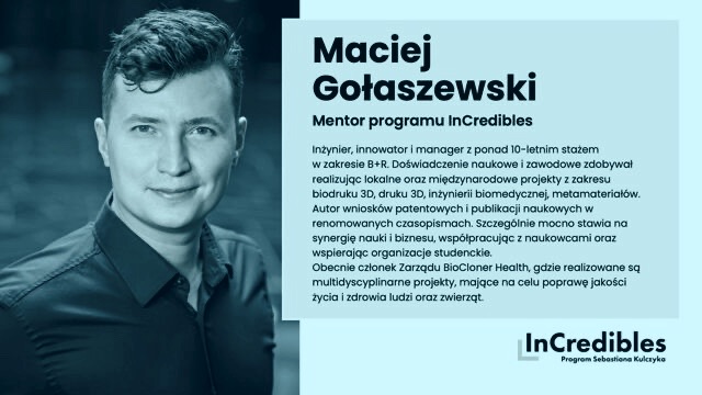 Członek Zarządu BioCloner Health – nowy mentor InCredibles